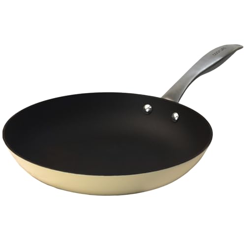 10.25 Inch Lightweight Enameled Cast Iron Frying Pan - Toxin-Free - Oven Safe up to 500° F or on Stovetop - Cast Iron Skillet for Cook, Bake - Dark Antique White