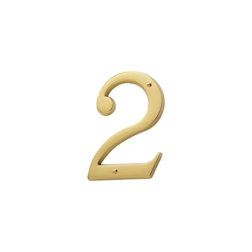 Baldwin Estate 90672.003.CD Solid Brass Traditional House Number Two in Polished Brass, 4.75