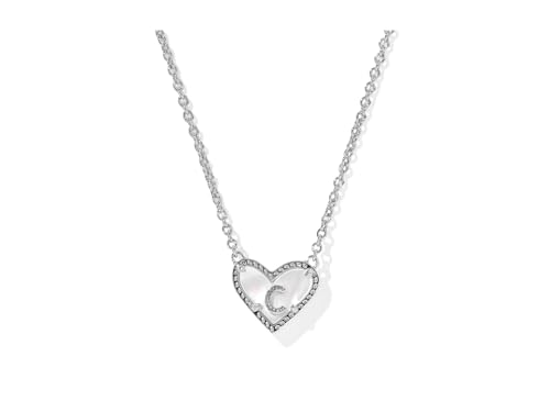 Kendra Scott Womens Heart Letter C Short Pendant Necklace Silver Ivory Mother Of Pearl One Size One Size