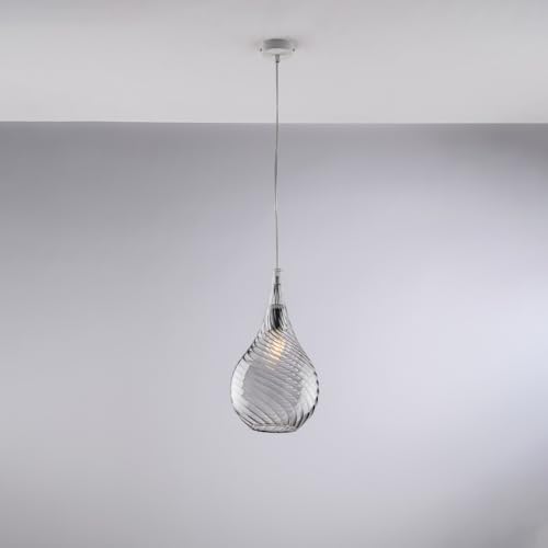 Suspension fer et verre pyrex gris Pluvia luminaire de plafond moderne d20 BL264-S1-GR