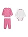 GUESS Unisex Eco Jacquared Sweatshirt, Long Sleeve Bodysuit And Pants, Jelly Pink, 6 Months