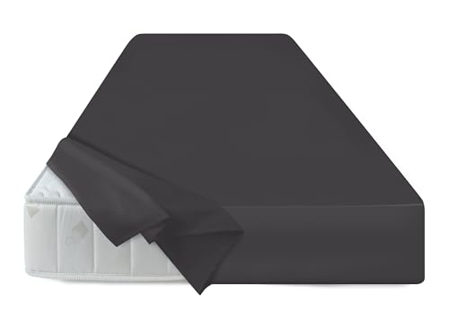 npluseins Bettlaken 150x250cm – Leintuch Gummizug – Tuch ist ideal für Terrasse Camping und Tischtuch - Wohnmobil Laken - Betttuch Gummizug – 100% Baumwolle, ca. 150 x 250 cm, anthrazit