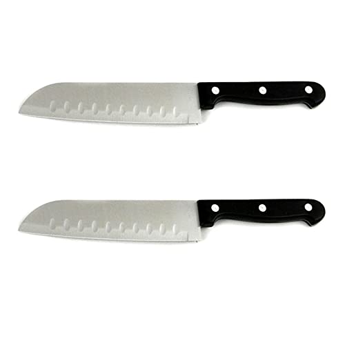 2 Santoku Knife Japanese Stainless Blade Kitchen Cook Chef Sushi Fish Meat Fruit Stainless Steel Blade Chopping Knife 7 Inch Sharp Chefs Kitchen Knife Cutting Slicing Vegetable Chopping Knife for