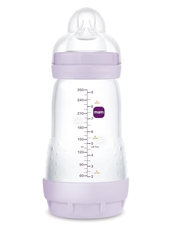 MAM Biberón Anticólicos, 2-4 Meses, 260ml, con Tetina 2 Flujo Medio de Silicona de Fácil Aceptación, Autoesterilizable y Fácil de Limpiar, MAM Easy Start Anti-Colic, Rosa Mate, Pack de 1ud