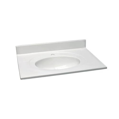 Design House 31 Inch Cultured Marble Vanity Top with Backsplash, Improved Package, White &ndash; Design...
