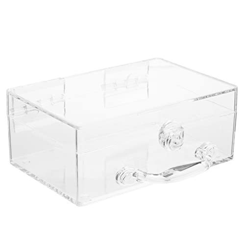 PRETYZOOM Boîte De Rangement Transparente Avec Verrou Et Poignée Mallette Cosmétique Portable Pour Cotons Bijoux Et Accessoires Coffret Valisette Maquillage...