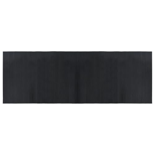 Alfombra de bambú negra de 70 x 200 cm, rectangular, para interiores y exteriores, con base antideslizante, ideal para salón, camping y patio