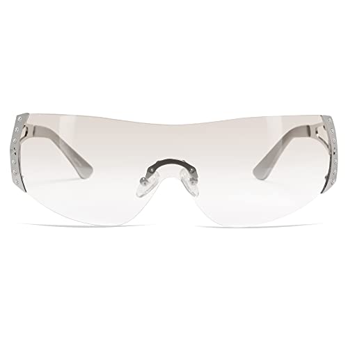 VANLINKER Oversized Wrap Around Y2K Sunglasses for Women Men Trendy Futuristic Sun Glasses Fashion Shield Flat Top Shades4