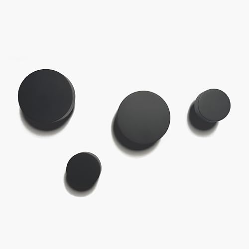 anaan Orano Patère Murale Ronde Crochets Muraux en Bois Portemanteau Mural Design Moderne pour Manteaux Sacs Serviettes Écharpes Entrée Lot de 4 (noir)