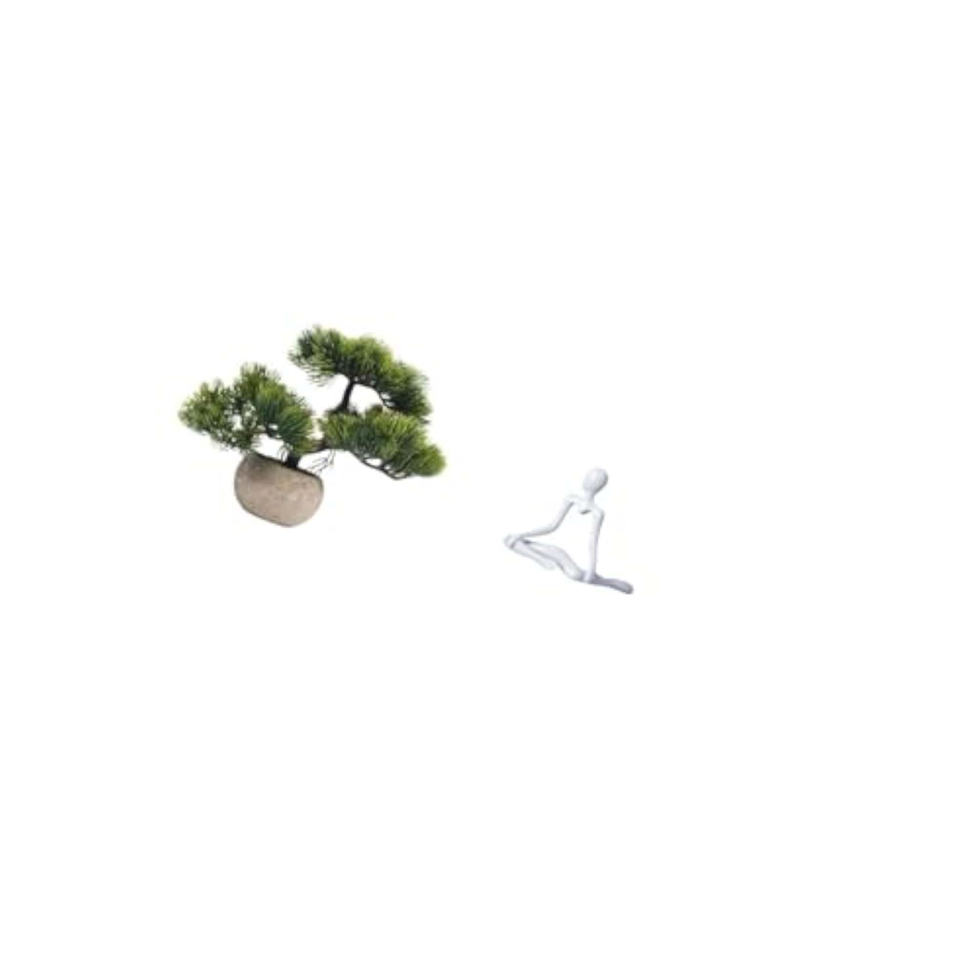 Artificial Bonsai Tree with Creative Thinker Statue