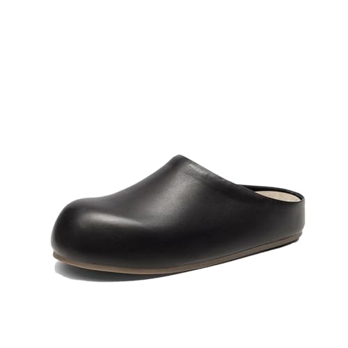 Women's Sheepskin Leather Slippers - Round Toe Solid Color Outdoor Summer Flats