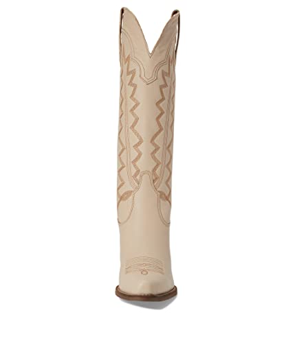 Image of Dingo Womens High Cotton Embroidery Snip Toe Casual Boots Knee High Mid Heel 2-3 inch