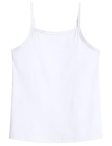 Auranso Girls Undershirts Toddler Cami Camisole Adjustable Straps Sleeveless Cotton Tank Tops for Girls White 9-10 Years
