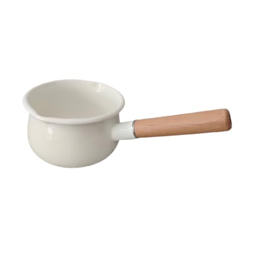 F Fityle Milk Pot Butter Melting Pot Thickened with Long Handle Versatile Mini Saucepan Coffee Milk Warmer for Outdoor Kitchen Home, White