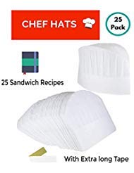 Disposable Paper Chef Hats – 25 Pack Adjustable White Toques for Kids & Adults