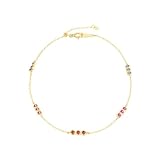 Gualiy Pulseras de oro de 14 quilates para mujer, pulsera de oro amarillo con coloridas pulseras de piedras preciosas naturales para mujer, joyería de 16 a 20 cm, 17+5CM, Oro amarillo de 9 quilates