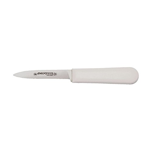 Dexter Sani-Safe Stainless Steel Paring Knife with White Polypropylene Handle - 3 1/4