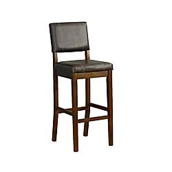 Linon Home Decor Milano Bar Stool, Medium Dark Walnut, 30-Inch