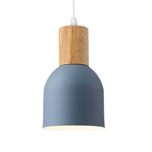 Suspension jaune macaron en aluminium et chêne pour salon moderne