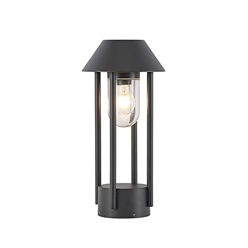 Lucande Luminaire extérieur Olinum à intensité variable (Moderne) en Noir Aluminium (1 lampe,à E27), Borne lumineuse, borne luminaire pour socle Cover