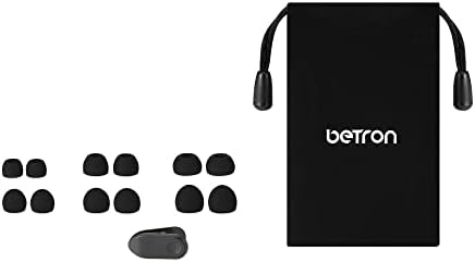 Betron B750 in Ear Headphones Earphones Wired with Noise Isolating Earbuds Tangle Free Flat Cable HD Bass Lightweight Carry Case Soft Ear Buds 3.5 mm Plug Black