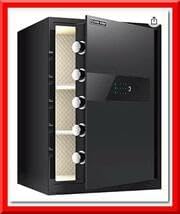 電子金庫 タッチパネル (60cm, 黒) 指紋認証 アラーム機能付き 1158