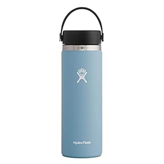 HYDRO FLASK Water Bottle 591 ml 20 oz Vacuum Insulated Stainless Steel Water Bottle Flask with Leak Proof Flex Cap with Strap BPA Free Wide Mouth Rain