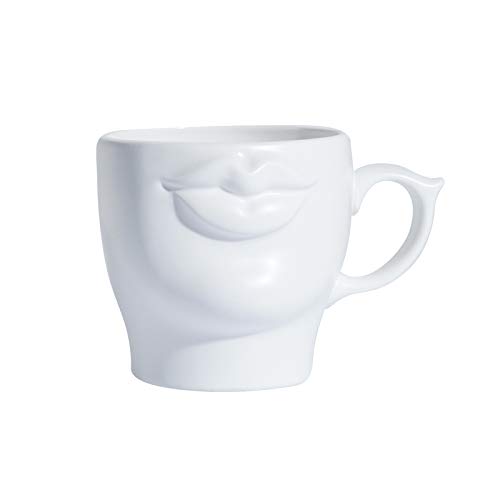 Tazas de Café Taza de café de cerámica de la boca 3D personalizada Blanco Té de porcelana hecha a mano o taza de leche Copa de bebida creativa Gift especial para hombres mujeres para Hogar, Oficina, F