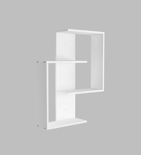 Image of ALEN Multipurpose Modular Wall Racks /Shelves /Organiser /Decor Particle Board Wall Shelf (Number of Shelves - 4, White)