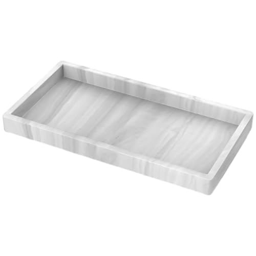 Alipis Counter Tray Silicone Storage Tray for Bathroom Kitchen Living Non Slip Vanity Organizer for Keys Cosmetics Rings Marble Design Capacity Home Storage