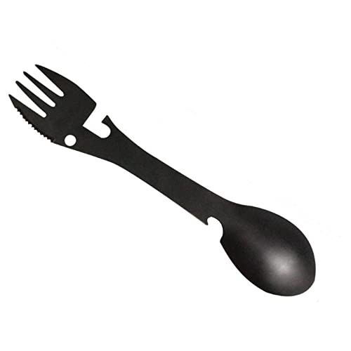 Cuillère d'extérieur - Couteau de camping multifonction portable 2 en 1 - Cuillère en titane - Fourchette - Couteau - Ouvre-boîte - Pour randonnée, pique-nique, trekking Cover