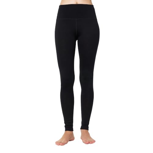 Merino Wool Base Layer Women Pants - Thermal Leggings Long Johns (Medium, 200 Black)