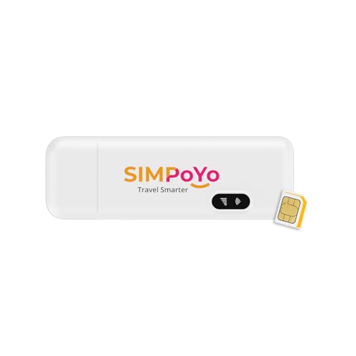 SIMPoYo USB Dongle, Wireless Network Wi-Fi Adapter, Plug and Play Wi-Fi Hotspot with 10G SIM Card for Slate 7/Beryl AX/Slate AX/Opal, 4G LTE Mobile Unlocked Modem for Desktop/Laptop/Travel/Business
