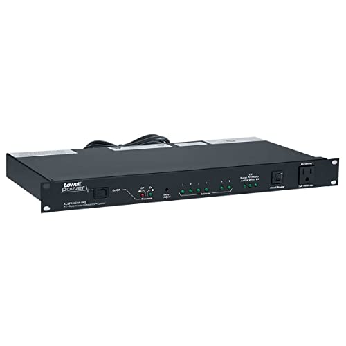 Lowell ACSPR-SEQ6-2009 PDU with 9 (15A) Outlets, 20A Rating, Advanced Multi-Stage Surge Suppression, Sequencer, Remote Circuitry; 120VAC, 60Hz, 20A; 4-Step Sequencer; 2-Dry Contact Closures