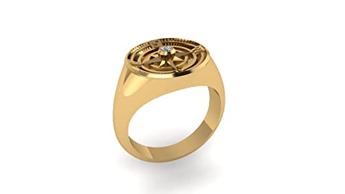 925 Sterling Silver Compass Ring for Men | Gold Plated Signet Gemstone Ring | Stylish Adventure Jewelry | Unique Travel-Inspired Men’s Ring3