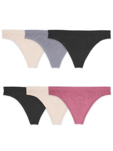 Image of Fruit of the Loom Women's Thong Underwear | Lightweight and Stretchy for All Day Comfort | Assorted Color Multipacks