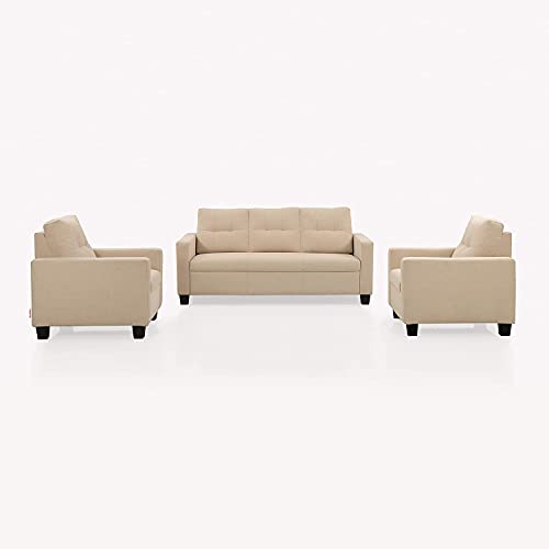 Image of Duroflex Ease - 5 Seater Sofa, 3+1+1 Sofa Set | Premium Fabric, High Comfort Foam, Durable Termite-Resistant Wooden Frame & Easy Maintenance | 3-Year Warranty - Beige