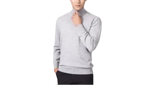 Men High Collar Sweater Cotton Blend Warm High Collar Knit Pullover Jumper Solid Color Sweater