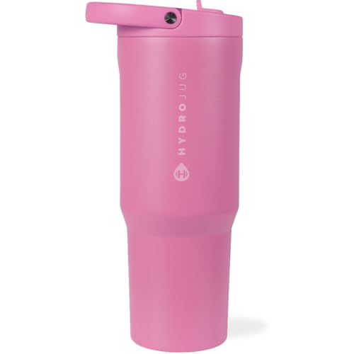 Image of HydroJug Sport - Stainless Steel Tumbler with Straw, Vacuum Insulated, 32oz Leakproof Water Bottle, Ergonomic Design, Reusable, Dishwasher Safe, Rubber Base, Durable for Gym or Outdoors, Taffy