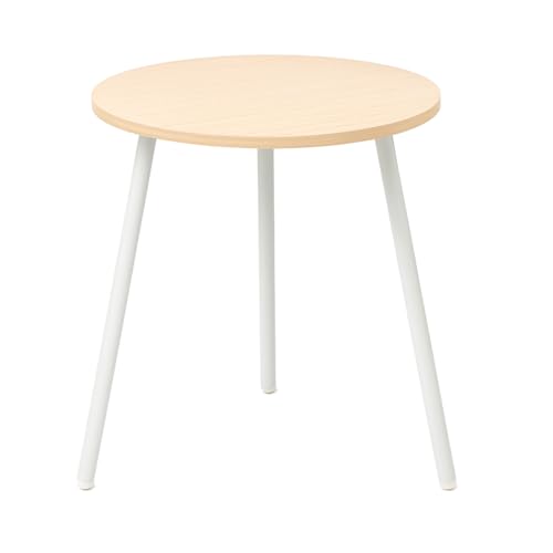 Acomoda Textil - Mesa Auxiliar Redonda de 39 cm con Encimera de Madera MDF y Patas Metálicas, Diseño Moderno y Funcional para Salón, Dormitorio, Oficina o Espacios Reducidos. (Natural)