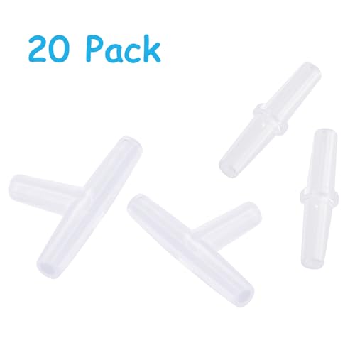 Image of Pawfly 20 Pack Aquarium Air Valve Connector White Plastic Inline Tubing, 3-Way T & Straight