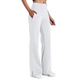 Wide Leg Leggings for Women White 3X-Large | High Waisted Yoga Pants with Pockets Stretchy, Petite Straight Leg Workout Pants Women Comfy, Yoga Trousers, Wide Legged Sweatpants, Fall Fashion