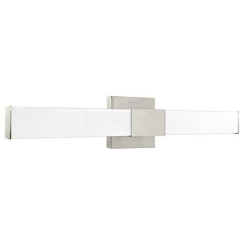 Image of LUXRITE LED Bathroom Vanity Light Fixtures Square 24 Inch Brushed Nickel 5 CCT 2700K-5000K Selectable Over Mirror Vanity Lights Modern Wall Light Bar 24W 1500 Lumens CRI 90 Dimmable Damp Rated ETL