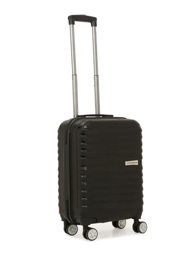 Image of 20 Inch Cabin Trolley Suitcase with 16 Inch Laptop Compartment | Hardsided Polypropylene Cabin Luggage | 50x38x24 cm | Glide Tech 4 Wheels | Black |