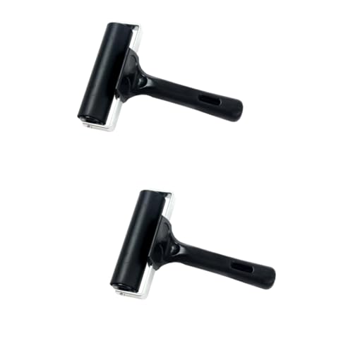 DIYEAH Lot De 2 Rouleaux De Peinture Artistique En Caoutchouc De 10 Cm Pour Encre Et Tamponnage Cadre En Métal Robuste Noir