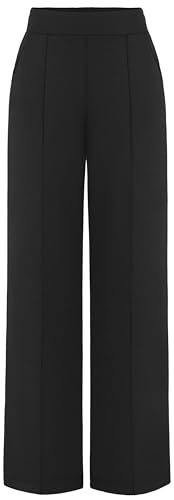 AFITNE Women's Wide Leg Work Pants High Waist Pull On Business Casual Pants Lightweight Lounge Slacks with Pockets 29