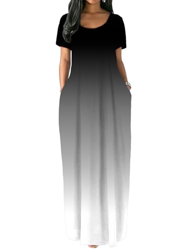 Image of Nimsruc Women Summer Long Dress Casual Sexy Short Sleeve Loose Maxi Dresses for Women 2025