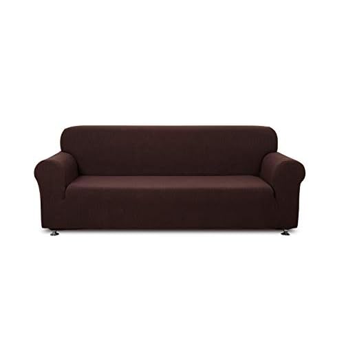 1 Piece- 3 Seater Sofa Slipcover Polyester Spandex Jacquard Fabric Stretchable, Home Hotel/Motel, Resort, Rentals and Commercial use, Fits Back of Furniture from 72 to 92 inch Wide, Chocolate Color