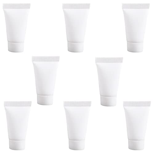 Misgirlot 60Pcs 5ml Empty Refillable Plastic Tubes Bottle Squeezable Tubes Travel Cosmetic Containers Soft Sample Bottles for Lotions,Creams and Shampoo,White Color
