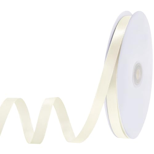 woric 120 Yards Cream Ribbon 3/8 Inch Ivory Satin Ribbon Thin Ribbons for Balloons String Wedding Decoration Gift Wrapping Bow Making Bridal Bouquet Hair Bows Graduation Cake Florist DIY Crafts
